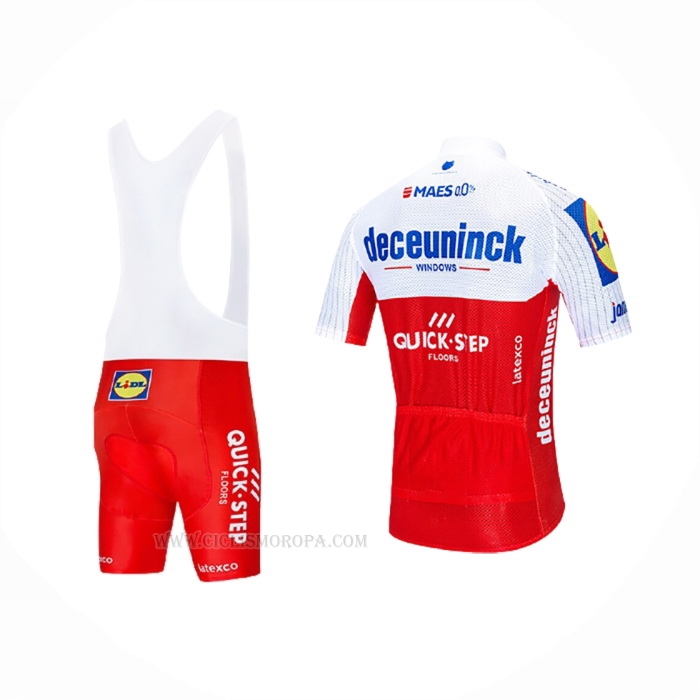 2020 Ropa Ciclismo Deceuninck Quick Step Blanco Rojo Mangas Corta y Culotte Corto